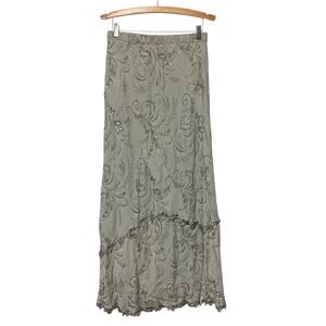Vintage Y2K Large Long Skirt Gray Embroidered Classic 90 Normcore Maxi Academia